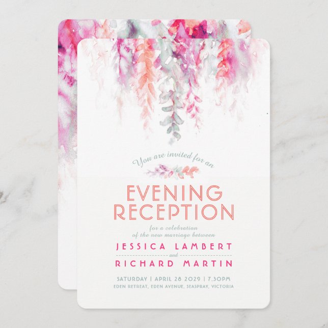 Convite Recepção verde-escura cor-de-água (Frente/Verso)