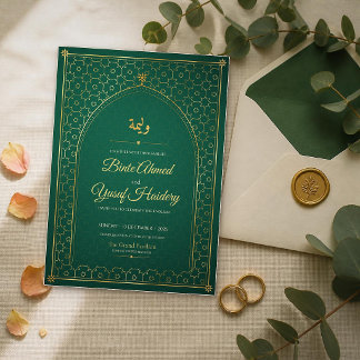 Convite Recepção Walima com Caligrafia Árabe em Ouro Esmer