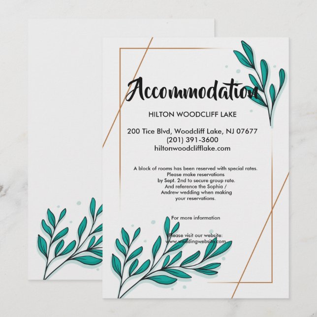 Convite Receptáculo de folha de ouro floral (Frente/Verso)