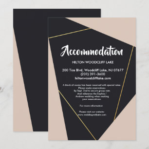 Convite Receptáculo de geometria preto-rosa e dourado