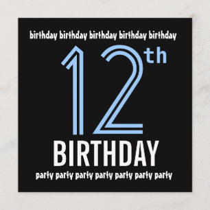 Convite Reciclado 12 Festa de aniversário azul e preto mo