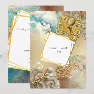 Convite Recife de coral de polvo aquarela marinho náutico