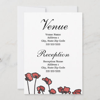 Convite Recinto de Local de Casamento Floral com Papoulas