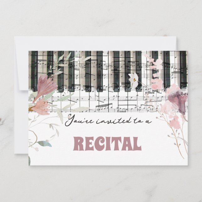 Convite recital de aquarela de flores silvestres (Frente)