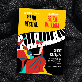 Convite Recital de arte de piano musical