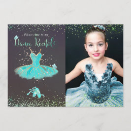 Convite Recital de Dança de Tutu Turquesa em Aquarela