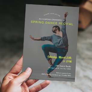 Convite Recital de Dança Minimalista Verde com Foto Person