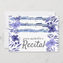 Convite recital de flores aquáticas azuis