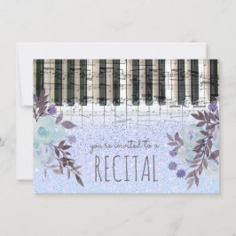 Convite recital de música de flores em aquarela