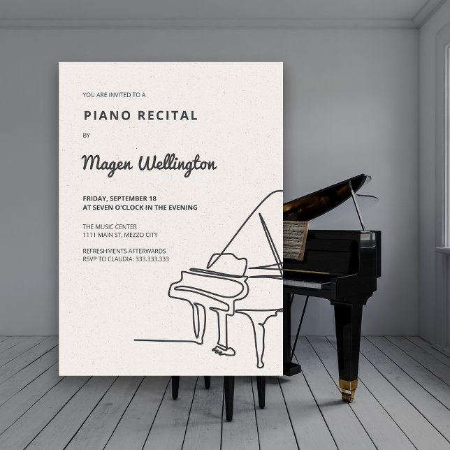 Convite Recital de Piano de Linha Moderna (Criador carregado)