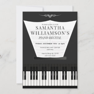 Convite Recital de Piano Elegante & Programa