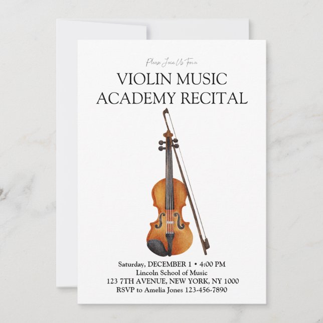 Convite Recital Especial da Academia de Música de Violino (Frente)