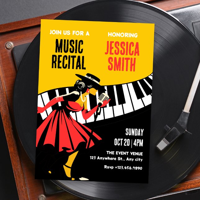 Convite Recital musical de jazz retrô (Criador carregado)