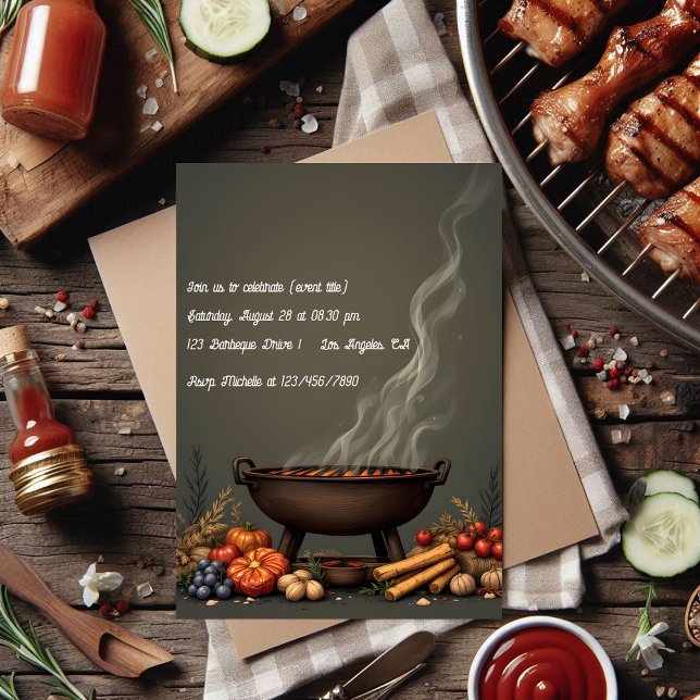 Convite Recolha Rustic Autumn Fall (Rustic Autumn BBQ Fall Gathering Invitation)