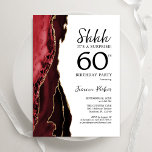 Convite Red Agate White Surpresa Dourada 60º aniversário<br><div class="desc">Vermelho, branco e ouro agitam a surpresa do 60º convite de aniversário. Elegante design moderno com aquarela agate marble geode background, faux glitter gold e typografia script font. Trendy convida o cartão perfeito para uma comemoração de dia das mulheres na moda. Impressos convites Zazzle ou modelo de impressão digital instantânea...</div>