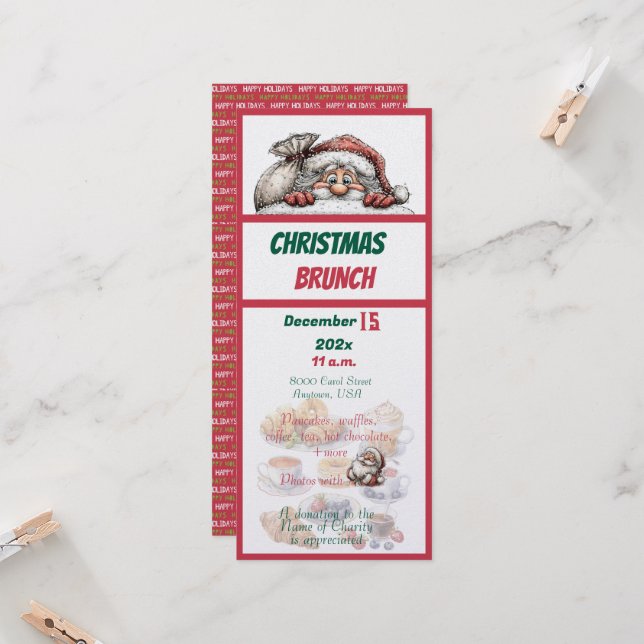 Convite Red and Green Christmas Design Brunch Invitation (Frente/Verso In Situ)