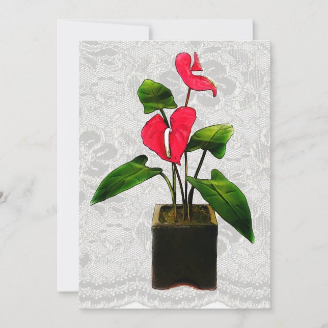 Convite Red Anthurium em Planter (Frente)