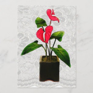 Convite Red Anthurium em Planter