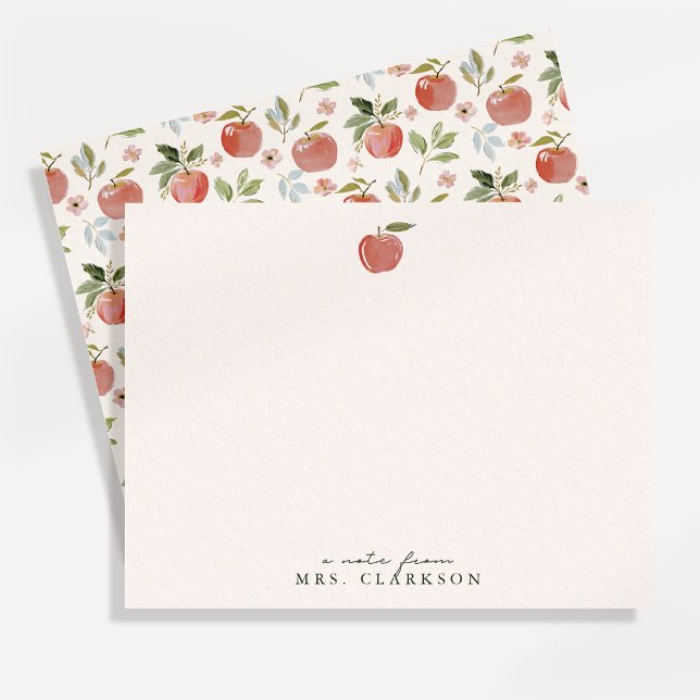 Convite Red Apple Teacher Stationery Note Card (Criador carregado)