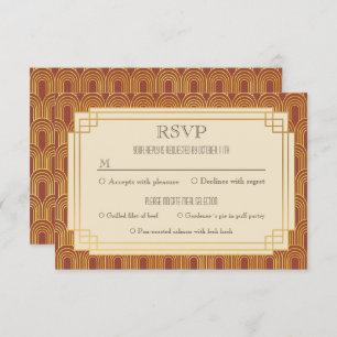 Convite Red art deco rsvp