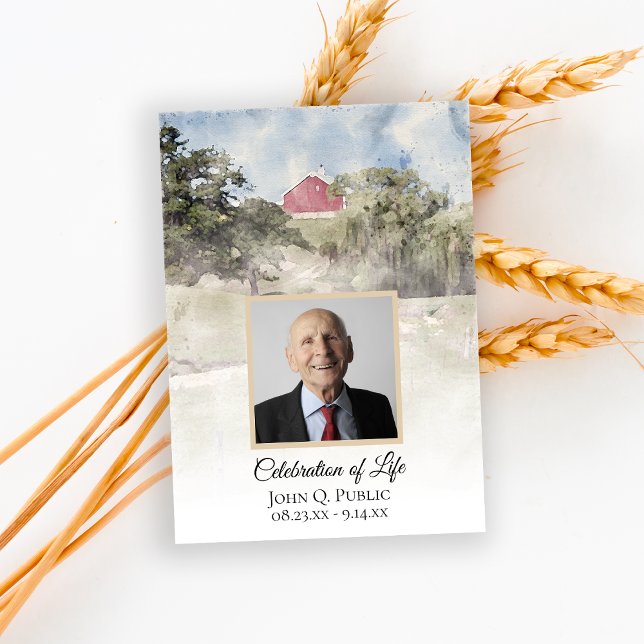 Convite Red Barn sobre a Celebração da Vida na Fazenda do  (Criador carregado)