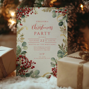 Convite Red Berries Greenery de Natal