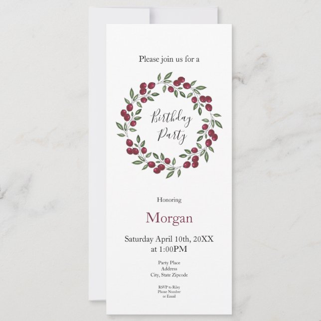 Convite Red Berries Wreath (Frente)