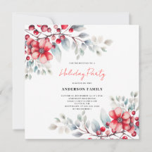 Red Berry Floral Watercolor Natal