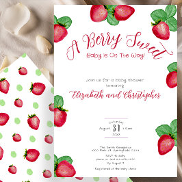 Convite Red Berry Sweet Strawberry Girl Baby Shower