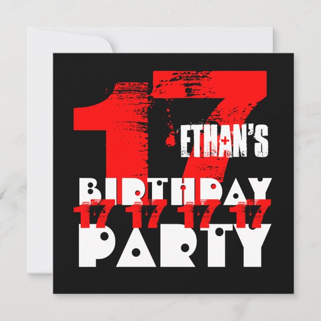 Convite RED BLACK 17th Festa de aniversário 17 anos V09 (Frente)