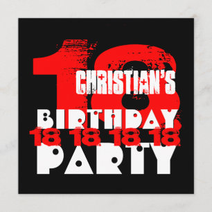 Convite RED BLACK 18th Festa de aniversário 18 anos V10