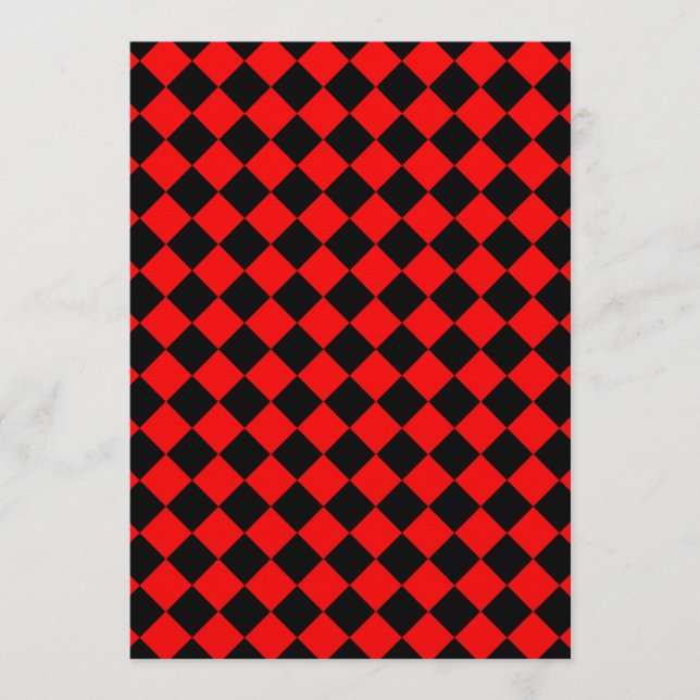 Convite Red Black Checker Diamond Pattern (Frente)