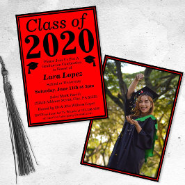 Convite Red Black Class of 2024 Graduation Photo