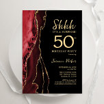 Convite Red Black Dourado Agate Surpresa 50º aniversário<br><div class="desc">Vermelho preto e ouro agitam surpresa 50º convite de aniversário. Elegante design moderno com aquarela agate marble geode background, faux glitter gold e typografia script font. Trendy convida o cartão perfeito para uma comemoração de dia das mulheres na moda. Impressos convites Zazzle ou modelo de impressão digital instantânea para download....</div>