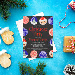 Convite Red Blue Cute Ornament Baubles Christmas Party<br><div class="desc">This cute and festive Christmas holiday party invitation is perfect for any festive party. It features hand-drawn bright red, blue, white, black, and green ornaments circled around the border. The ornaments include a Santa Claus, Snowflake, tree, and decorative ornaments. It's modern, cool, unique, and fun; the perfect design to send...</div>