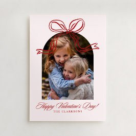 Convite Red Bow Arch Frame Valentine’s Day Photo Card