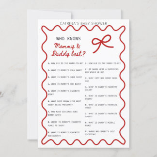 Convite Red Bow Baby Shower - Editable Name, 5x7 Invitatio