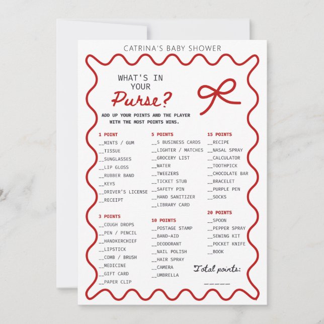 Convite Red Bow Baby Shower - Editable Name, 5x7 Invitatio (Frente)