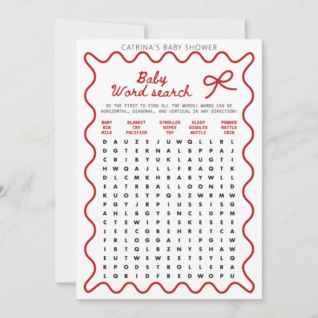 Convite Red Bow Baby Shower - Editable Name, 5x7 Invitatio (Frente)