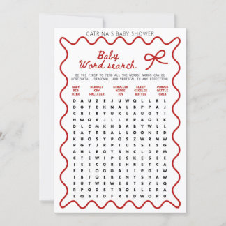 Convite Red Bow Baby Shower - Editable Name, 5x7 Invitatio