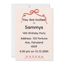 Red Bow Party Invitation | Elegant Ribbon Bow