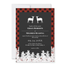 Red Buffalo Check Rustic Deer Faz Casamento Lésbic