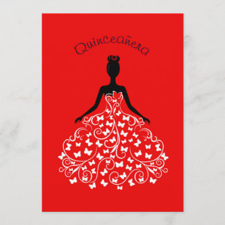 Convite Red Butterfly Quinceanera Ball Gown