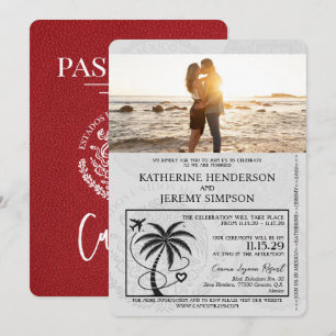 Convite Red Cancun Passport Wedding