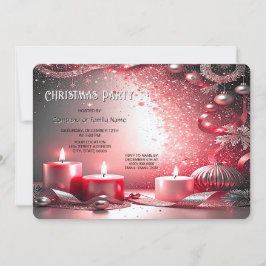 Convite Red Candles Decorative Holiday Party Invitation