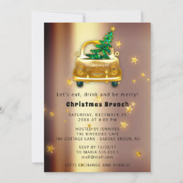 Convite Red Car Brunt Janta Árvore Dourada Glitter