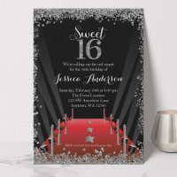 Red Carpet Hollywood Silver Glitter Sweet 16