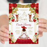 Convite Red Charro Dress & Mexicano Boots Girl Swe15<br><div class="desc">Red Charro Dress & Mexico Boots Girl Sweet 15 Convite Mis Quince Anos,  15 Birthday</div>