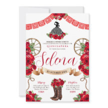 Red Charro Quinceanera Papel Picado Rosas ocidenta