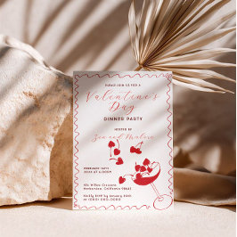 Convite Red Cherries in Martini – Valentine’s Day Party